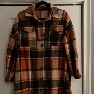 Plaid Button-Up Shirt Jacket